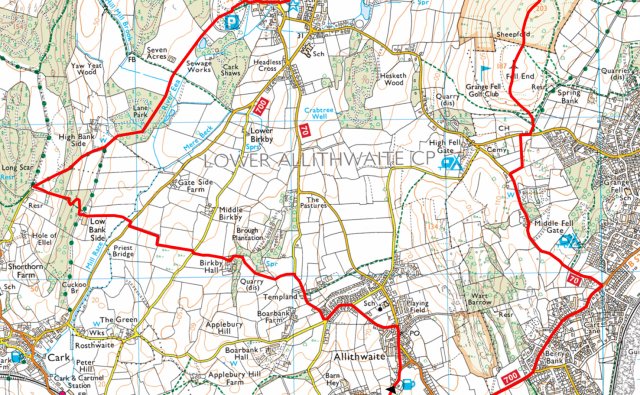 Grange to Cartmel to Fell End (circular, 7.5 miles)