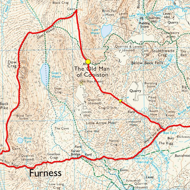 Best circular route for the Old Man of Coniston (6.4 miles)