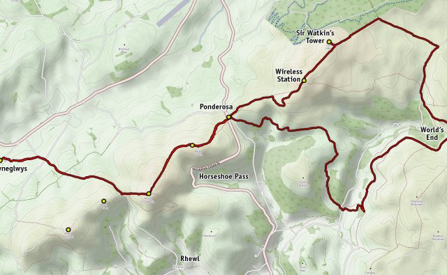 Bryneglwys to World's End and back (18 miles)